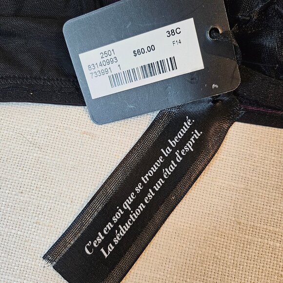 Ashley Graham Black & Purple Lace Bra - Size 38C - Picture 5 of 6